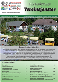 Hirschbacher Vereinsfenster vom 15.11.2016 (Ausgabe Nr. 83)