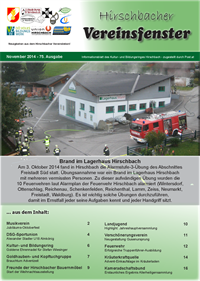 Hirschbacher Vereinsfenster vom 15.11.2014 (Ausgabe Nr. 75)