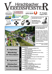Hirschbacher Vereinsfenster vom 15.08.2013 (Ausgabe Nr. 70)