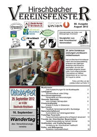 Hirschbacher Vereinsfenster vom 15.08.2012 (Ausgabe Nr. 66)