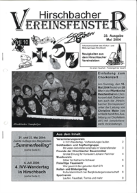 Hirschbacher Vereinsfenster vom 15.05.2004 (Ausgabe Nr. 33)