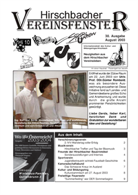 Hirschbacher Vereinsfenster vom 15.08.2003 (Ausgabe Nr. 30)