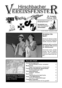 Hirschbacher Vereinsfenster vom 15.02.2003 (Ausgabe Nr. 28)