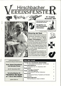 Hirschbacher Vereinsfenster vom 15.11.2001 (Ausgabe Nr. 23)