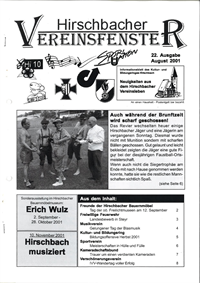 Hirschbacher Vereinsfenster vom 15.08.2001 (Ausgabe Nr. 22)