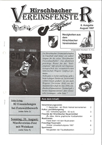 Hirschbacher Vereinsfenster vom 15.08.1997 (Ausgabe Nr. 6)