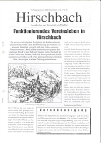 Hirschbacher Vereinsfenster vom 15.05.1996 (Ausgabe Nr. 1)